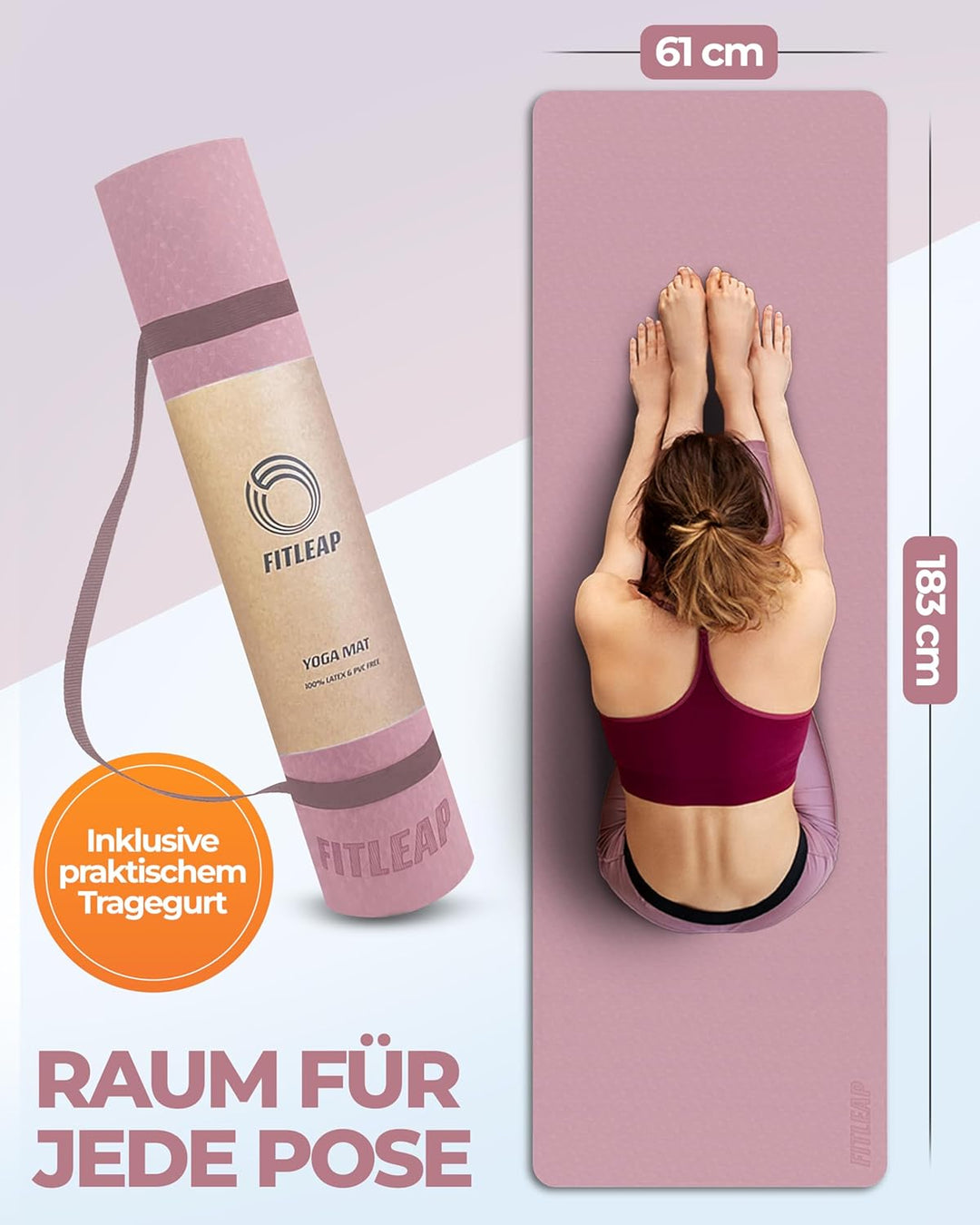 Yoga Matte Pro aus umweltfreundlichem TPE-Schaum, sehr rutschfeste, schadstofffreie, hypoallergene u