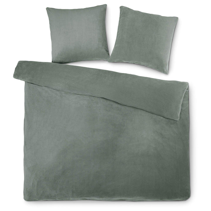 aqua-textil Feelwell Bettwäsche 200 x 200 cm 3teilig Coral Fleece Bettbezug Thermo Flausch grau Bett