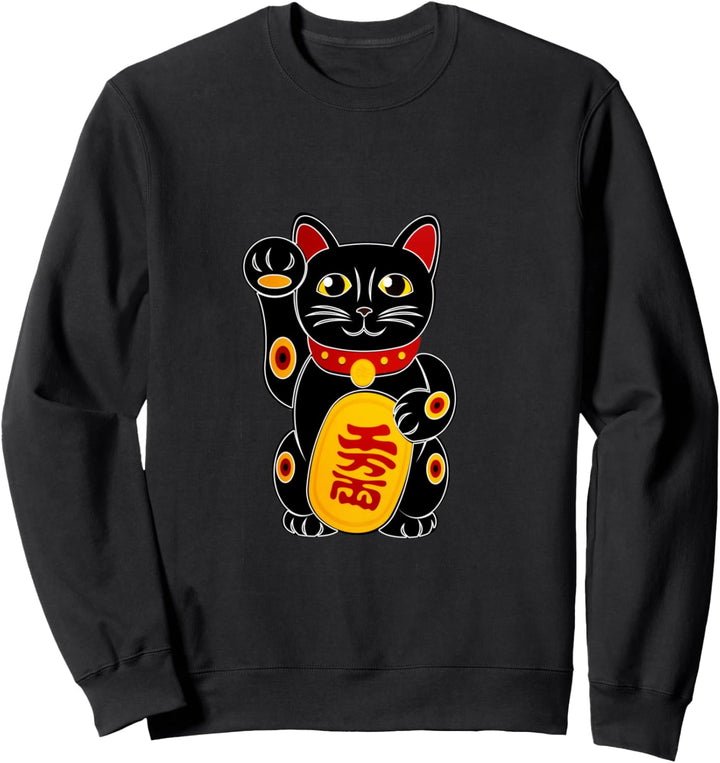Winkekatze Maneki Neko Lucky Yoga Cat Katze Glücksbringer Sweatshirt