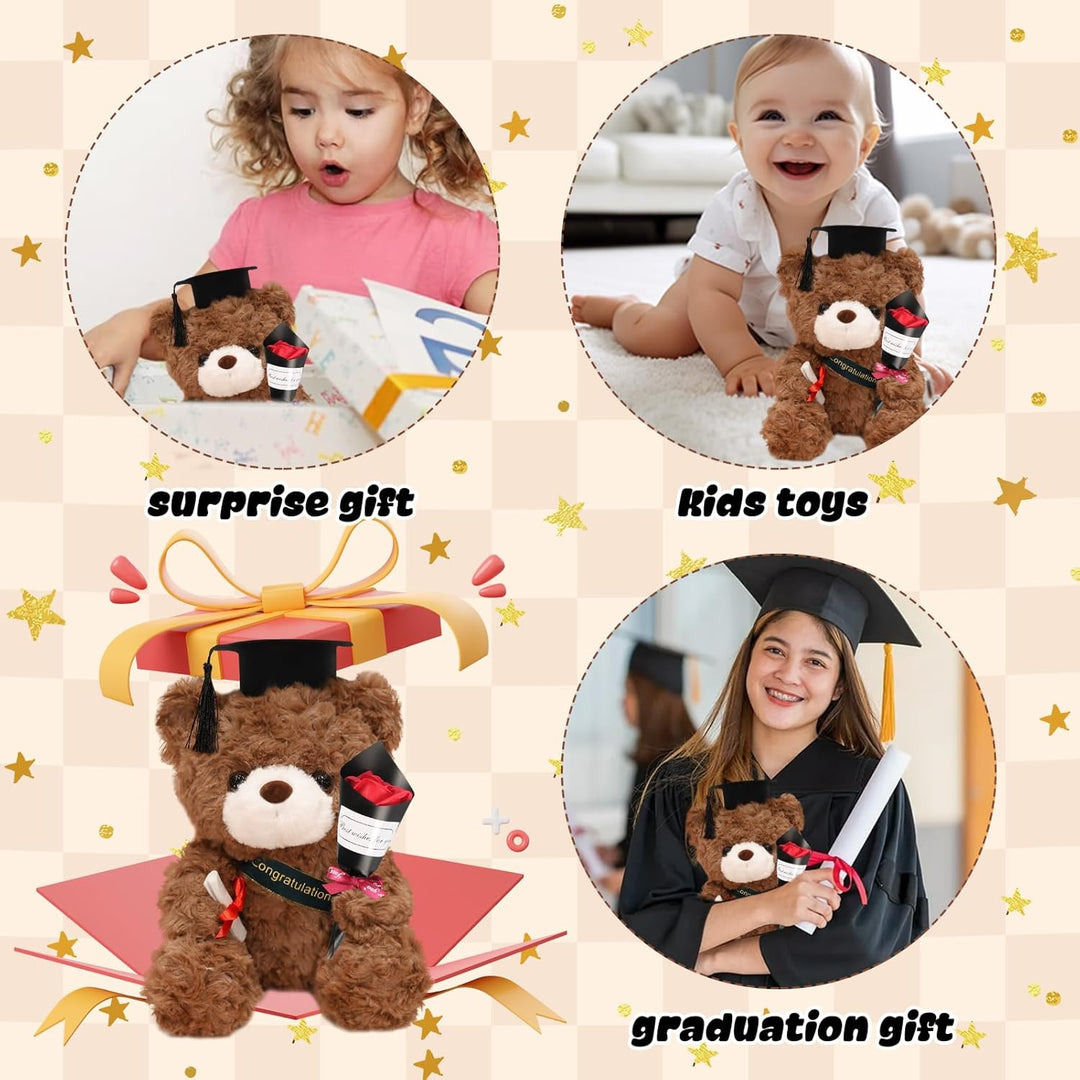 Hpbaggy Teddybär Plüschtier,Examensbär,Teddy Plüschbär mit Diplom und Doktorhut,Bachelor Abschluss G