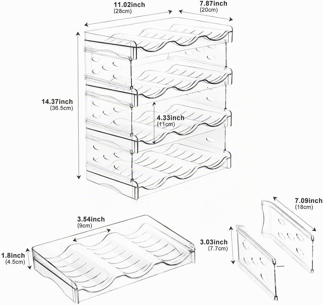 Stapelbarer Flaschenhalter – Für 12 Flaschen, geeignet für Kühlschrank, Schrank, Arbeitsplatte und B