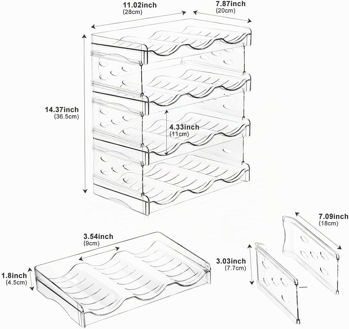 Stapelbarer Flaschenhalter – Für 12 Flaschen, geeignet für Kühlschrank, Schrank, Arbeitsplatte und B