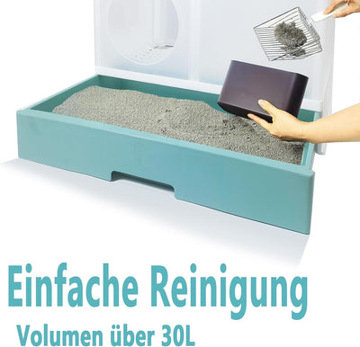 PeTraum Grosses Katzenklo XXL mit Luftfilter, Geschlossene Katzentoilette XXL für Grosse Katzen, ‎69