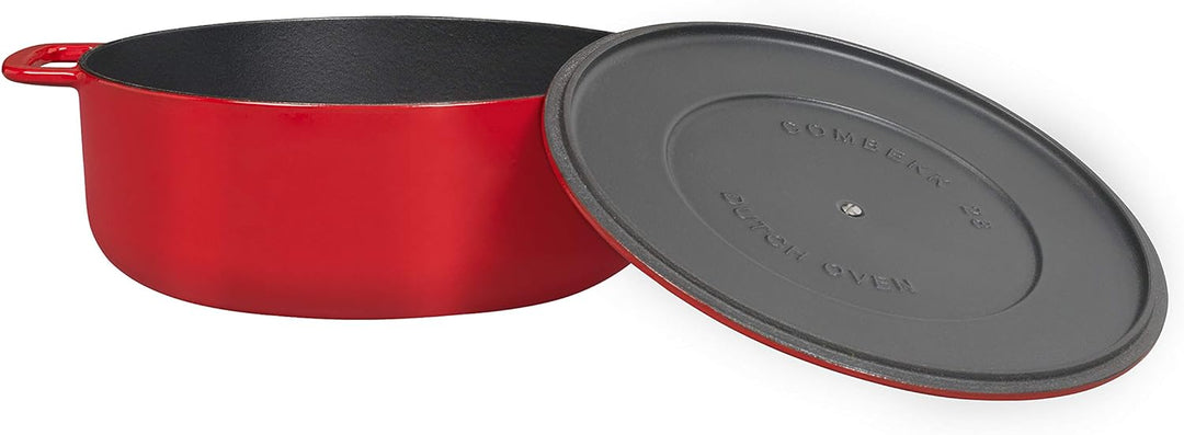 Combekk Gusseisen Topf, Dutch Oven, 100% Recycet, 28cm 6.8L, Für alle Herdarten, Rot Rot 28, Rot 28