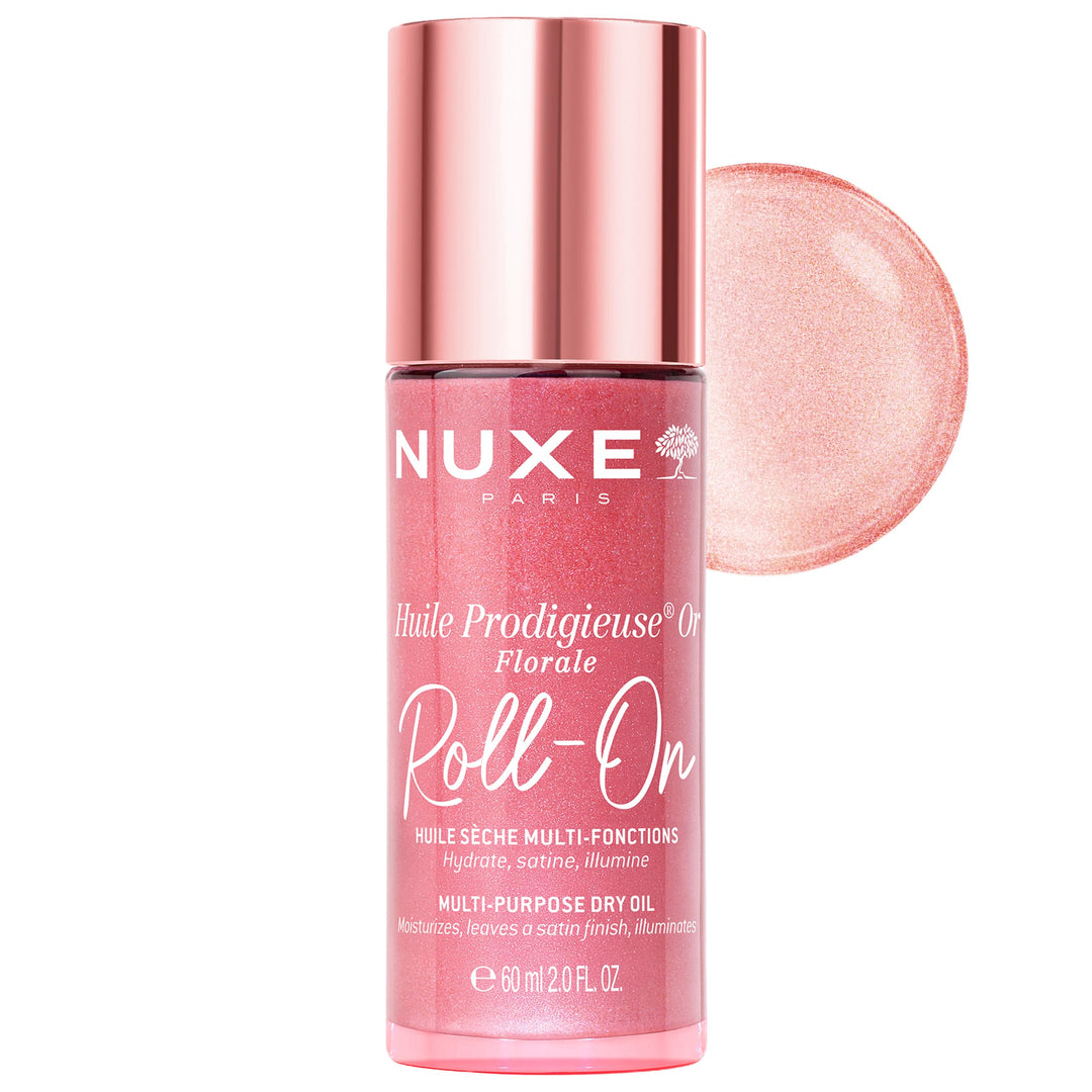 Nuxe Huile Prodigieuse Shimmering Florale Roll-On 60 ml, schimmerndes Trockenöl für Gesicht, Körper,