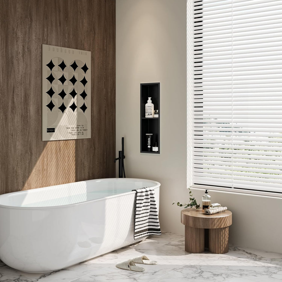 Neodrain Wandnische Dusche Edelstahl Duschnische mit Regal Doppelnische Lagerung für Badezimmer 60 x