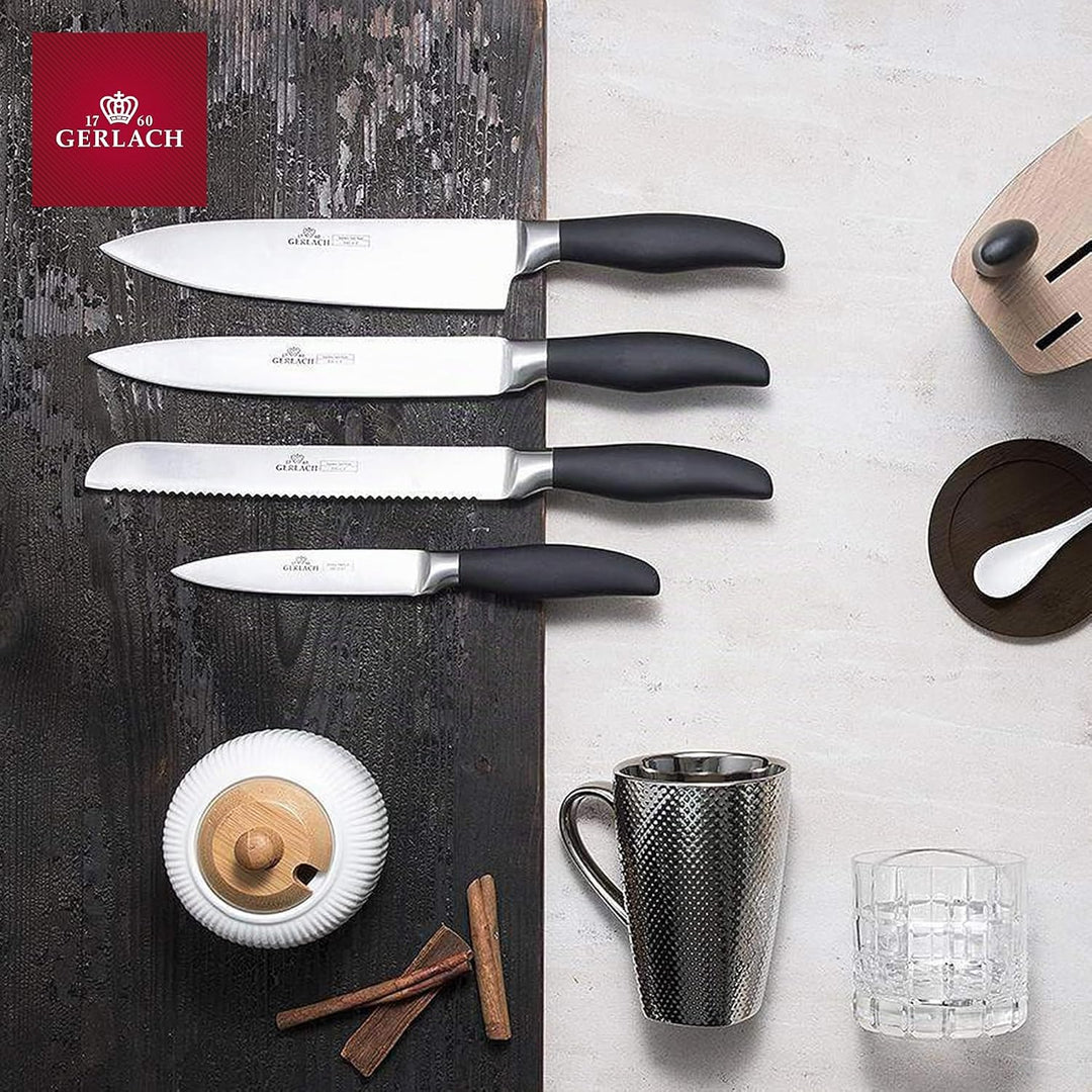 Gerlach Style Plus Messerset Küchenmesserset 5 Messer aus Edelstahl Küchenmesser Kochmesser Brotmess