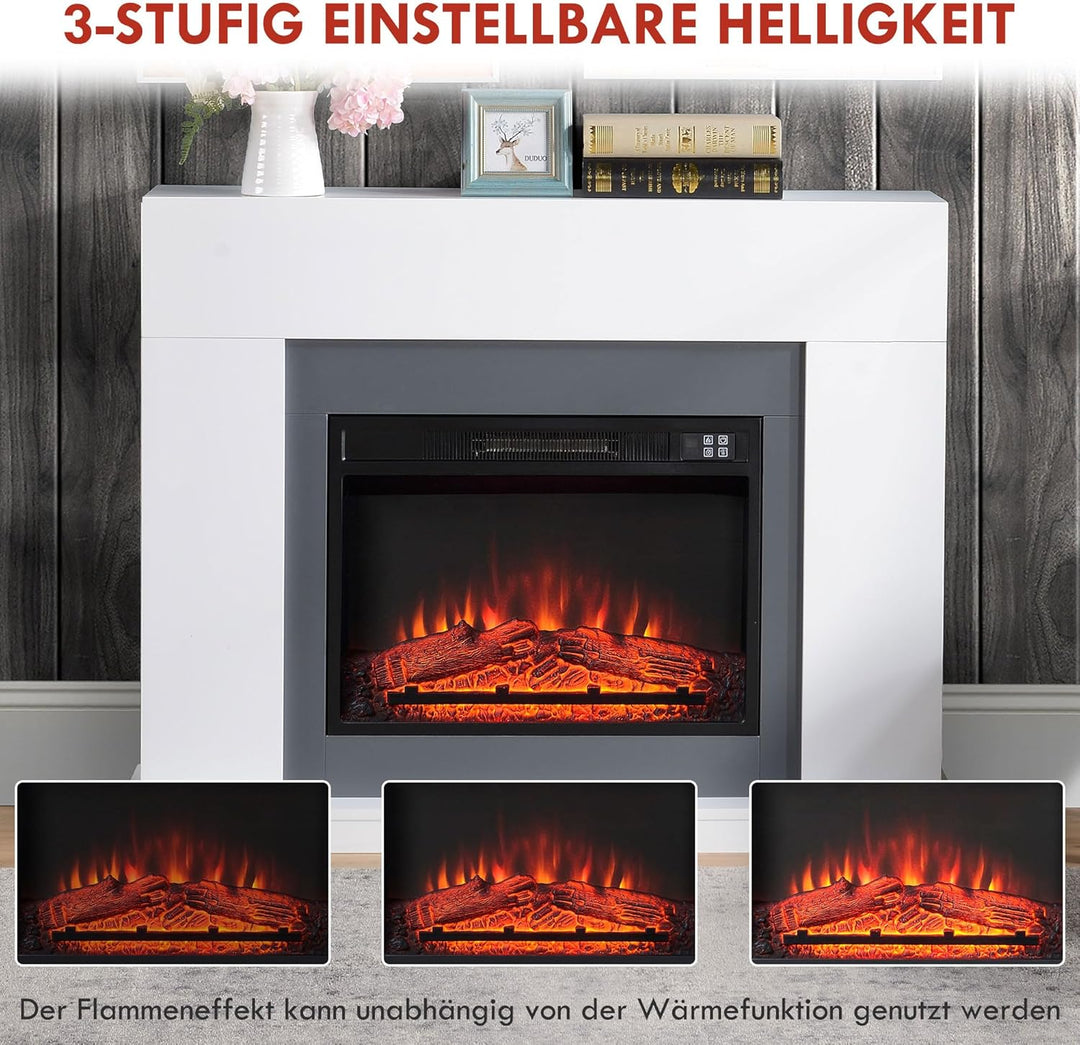 HOMCOM Elektrokamin mit Heizung, elektrischer Kamin mit LED Flammeneffekt und 3 Helligkeiten 2000W D