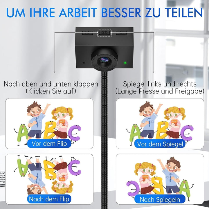 Webcam 1080P mit Mikrofon und Sichtschutzklappe – USB Webcam für PC, Laptop & Zoom, Augenkontakt-Kam
