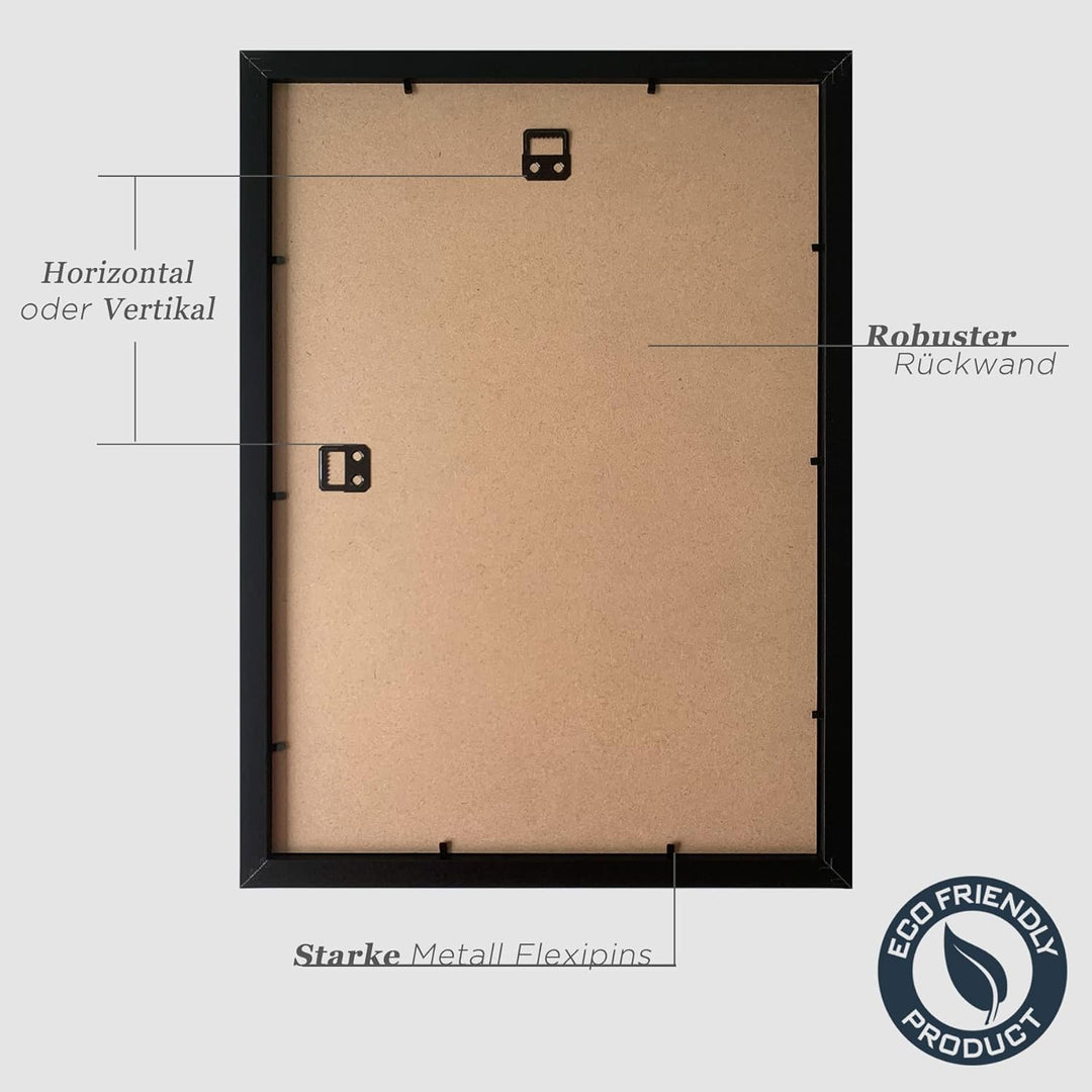VUVUZULA Bilderrahmen A3 Schwarz Holz Fotorahmen 30x42cm Holzrahmen MDF Rahmen DIN A3 3er Set Schwar