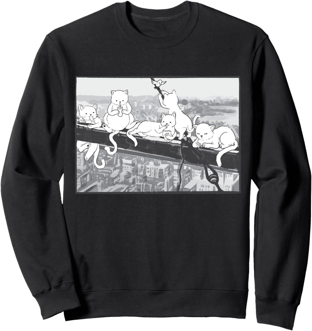Katzen auf einem Wolkenkratzer Mittagessen Parodie Katzen Kätzchen Sweatshirt