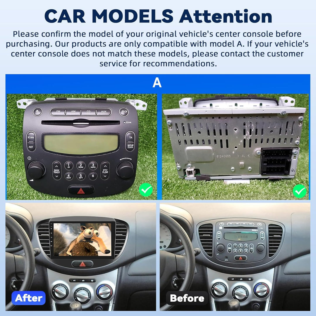 Android 15, 4G+64G CAMECHO Autoradio für Hyundai i10 2007-2013 mit Wireless Carplay Android Auto Mir