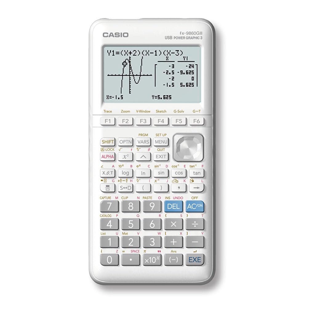 Casio FX-9860GIII Grafikrechner mit monochromen Display, weiss