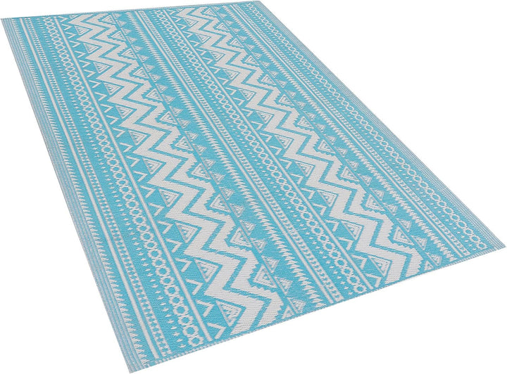 Rechteckiger Outdoor-Teppich blau türkis gemoetrisches Muster 120x180 cm Nagpur