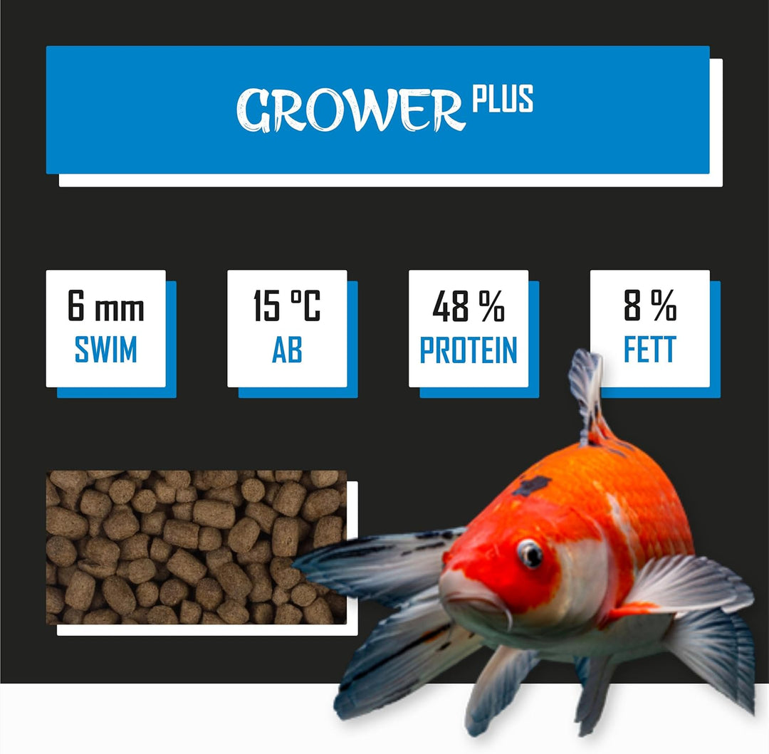 Tanoshi Koifutter - Grower Plus 15 kg 6mm | Schwimmendes Allein-Koifutter für maximales Koi-Wachstum
