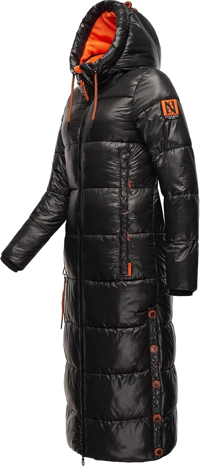 Navahoo Damen Warmer Winter Steppmantel mit Kapuze Schmuseengel XS-XXL XL Schwarz, XL Schwarz