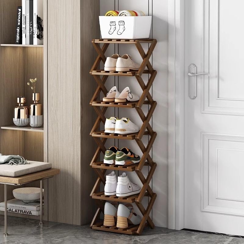 Schuhregal, faltbar, aus Bambus, Schuhablage für den Eingangsbereich, Schrank, Schlafzimmer, Flur, n