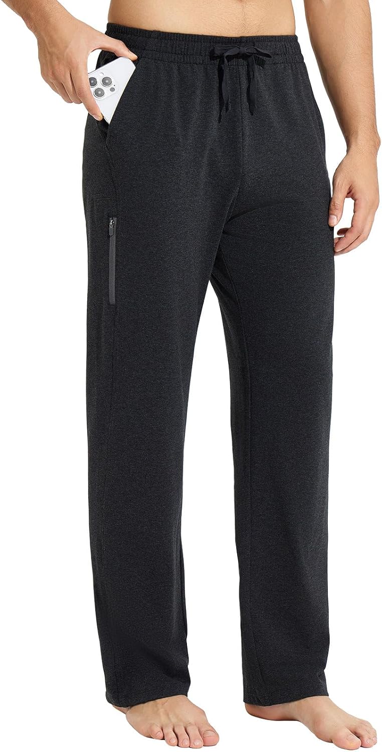 BALEAF Herren Breite Jogginghose Baumwolle Freizeithose Gerades Bein Sporthose Herren Lang Yogahose