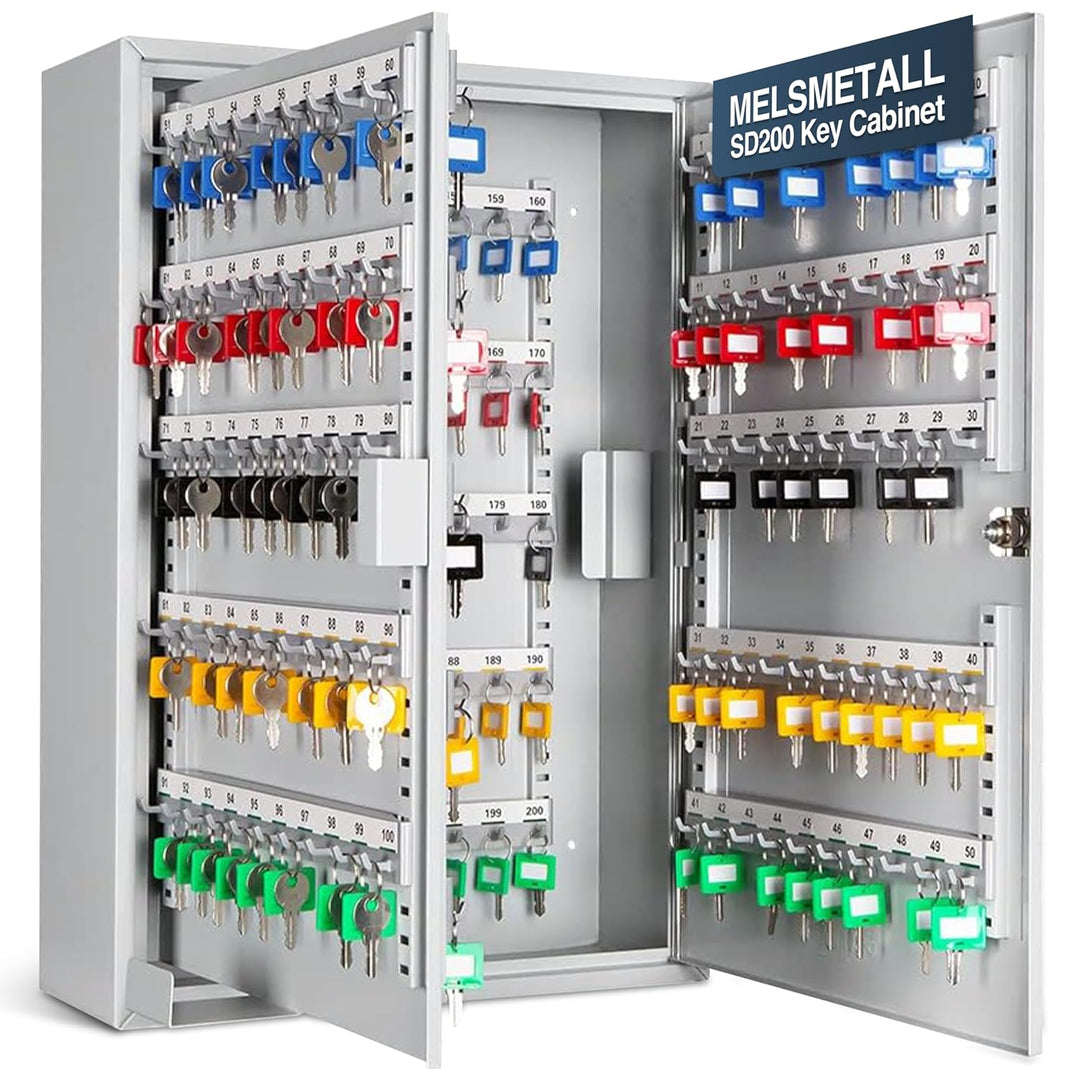 Melsmetall Schlüsselschrank mit 200 Schlüsselhaken für 200 Schlüssel - 550x380x140mm