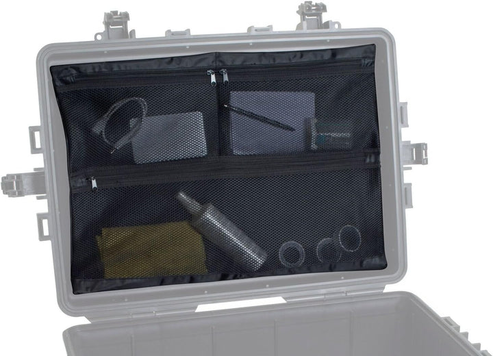 B&W - praktische Netz-Deckeltasche für unsere Robusten Outdoor Transportkoffer - Typ 6500 und 6800