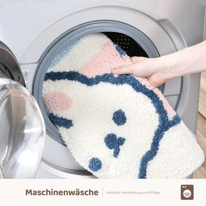 Niedlicher Badteppich Badematte für Badezimmer Rutschhemmender Weicher Badteppich für Duschen Niedli