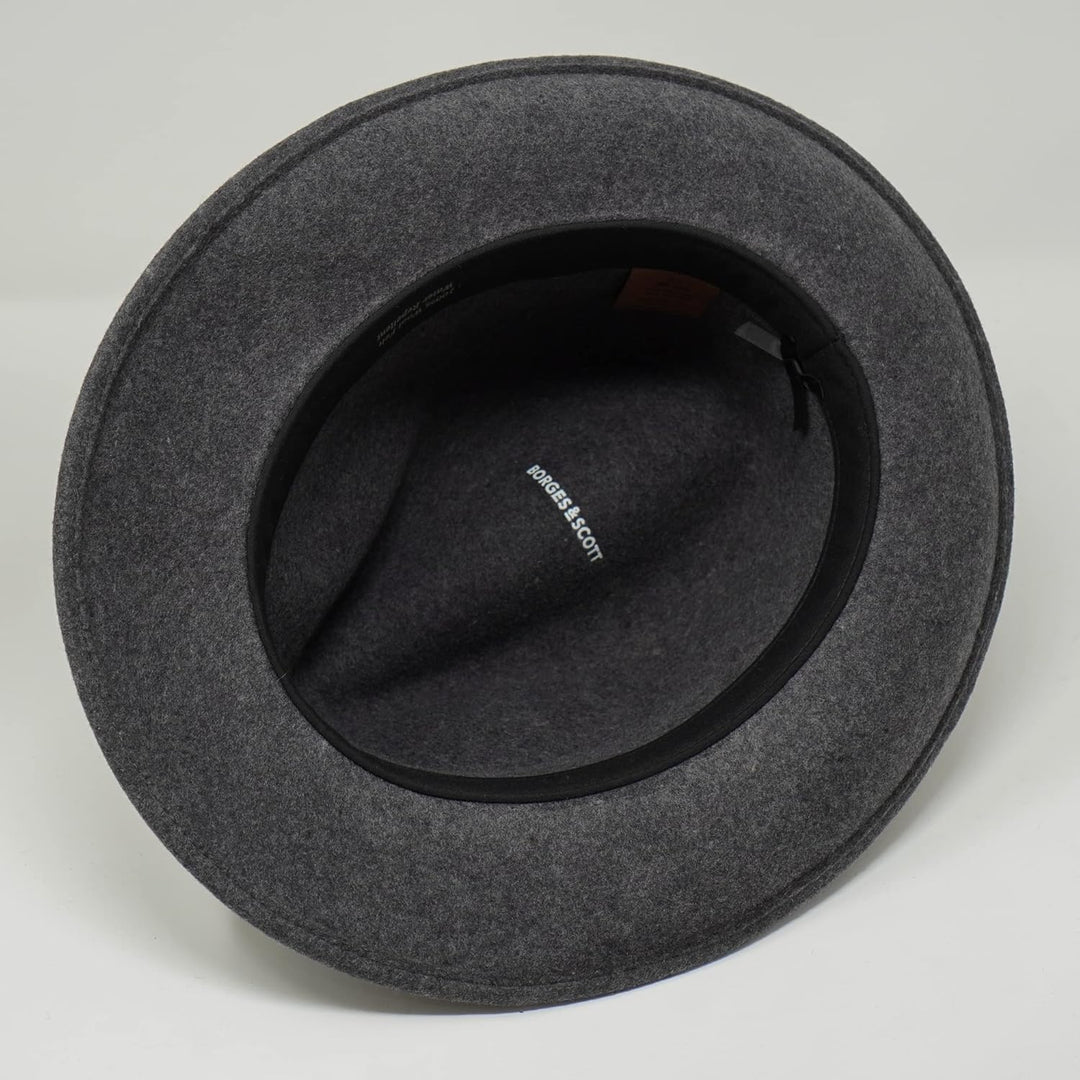 The Stoker – leichte breite Krempe – wasserabweisend – Fedora Trilby Style Filzhut XS grey melange,