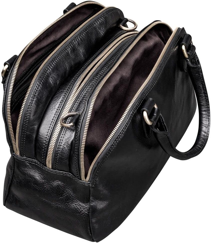 Maxwell Scott Hochwertige Damen Leder Bowling Bag Handtasche LilianaS in Schwarz