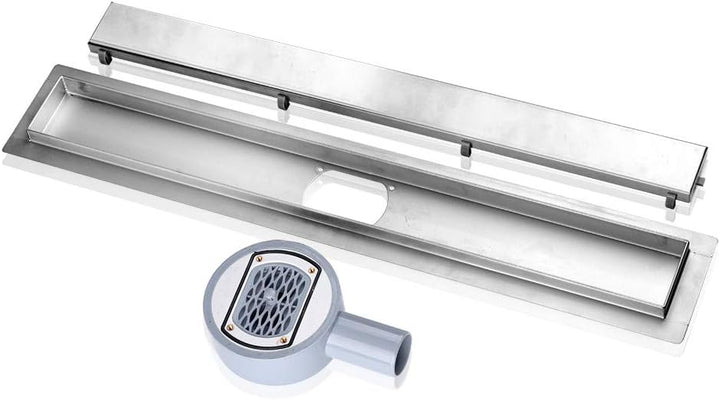 Duschrinne, 90cm,2 in 1,360?,Siphon mit Geruchsstop und Haarsieb Randablauf Befliesbar Edelstahl Abl