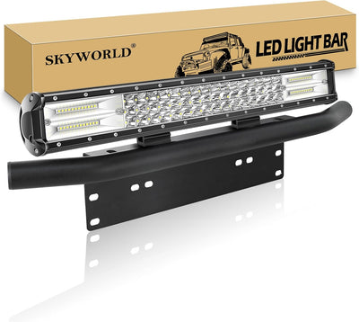 SKYWORLD LED-Lichtleiste, 7D 20 Zoll 288W Spot Flood Combo Beam Arbeitsscheinwerfer mit Kennzeichenh