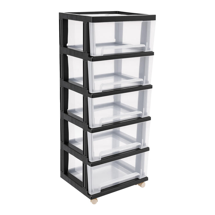 5 stufige Schubladenbox Kunststoff Rollbarer Schubladenschrank Rollen Aufbewahrungsorganizer Rollcon