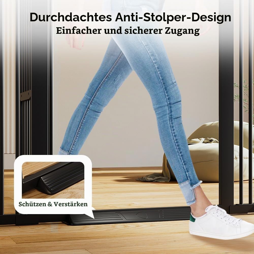 COMOMY 180 cm Extra Hoch Türgitter Katze/Hund, 75-110 cm Extra Breit Türschutzgitter mit Verstellbar