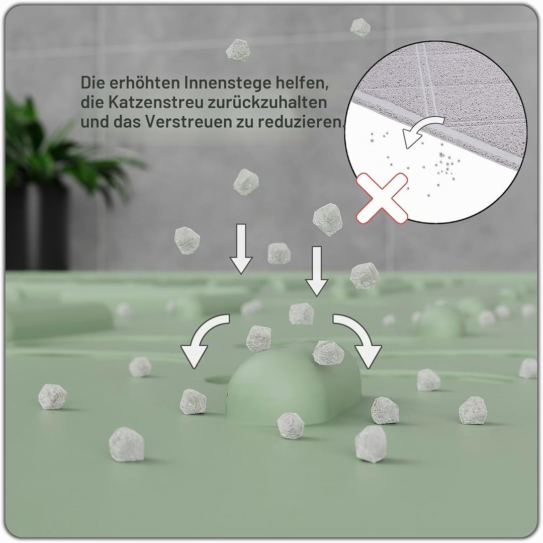 OHMO Katzenklo Matte aus Premium-Silikon 95x64cm Gross, Wasserdicht und BPA-Frei Katzenstreu Matte,