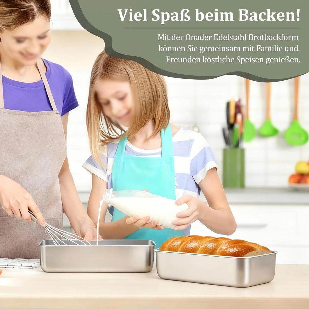Onader Brotbackform 2er Set, 31cm Edelstahl Gross Kastenform Brotform, 7,5cm Tiefe Rechteckig Backfo