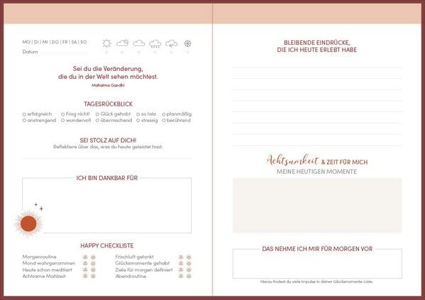 Glückstagebuch Soft Touch Red, vegan: Ausfüllbuch mit Goldveredelung und vielen Impulsen für mehr, A