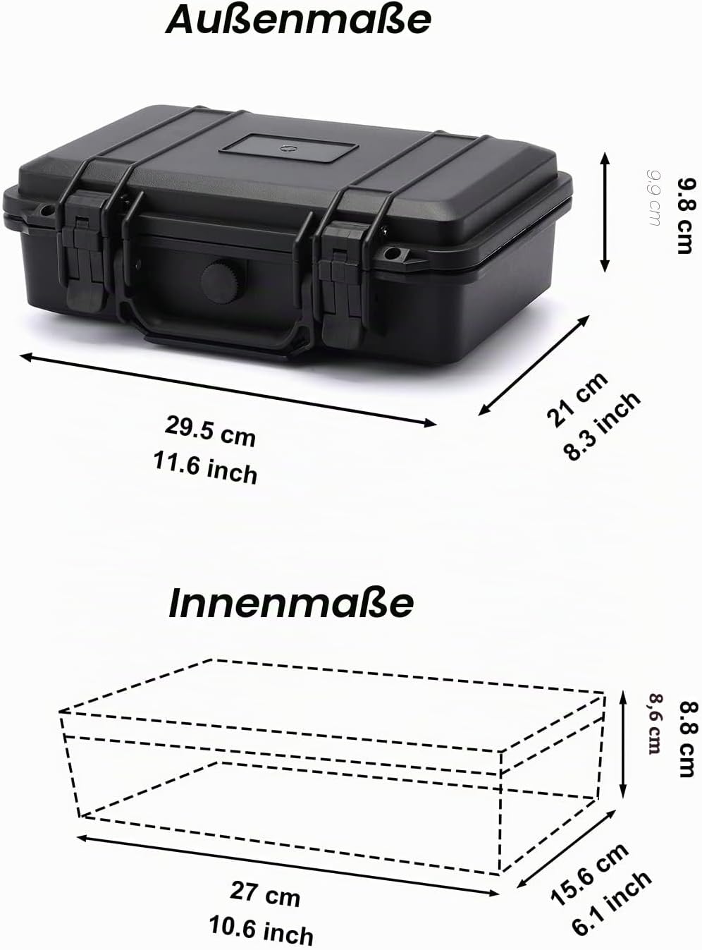CASOMAN 11.5-Inch Water-proof & Explosion-Proof Box, with Cush- Proof Sponge, IP67 Water Proof Grade