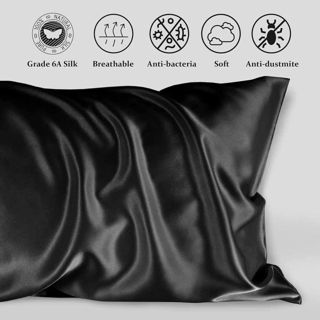 LULUSILK Kissenbezug für Haare und Haut, 100 % reine Seide, 16 Momme mit verdecktem Reissverschluss,