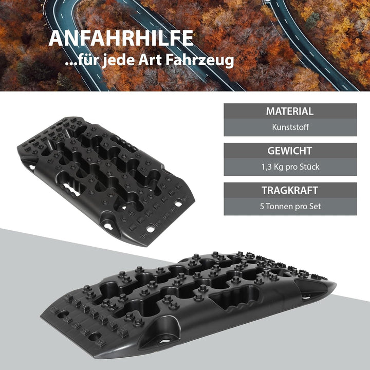 TRUTZHOLM 2 x Anfahrhilfe Unterlegrampe 58 x 30 x 7 cm 5t Tragkraft Sandboards für Offroad Traktions
