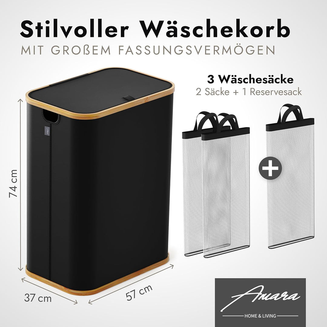 Amara Home & Living - 155 L Wäschekorb mit Deckel - Extra stabiler Wäschekorb-Wäschesammler-Aufbewah