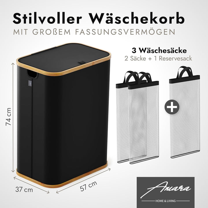 Amara Home & Living - 155 L Wäschekorb mit Deckel - Extra stabiler Wäschekorb-Wäschesammler-Aufbewah