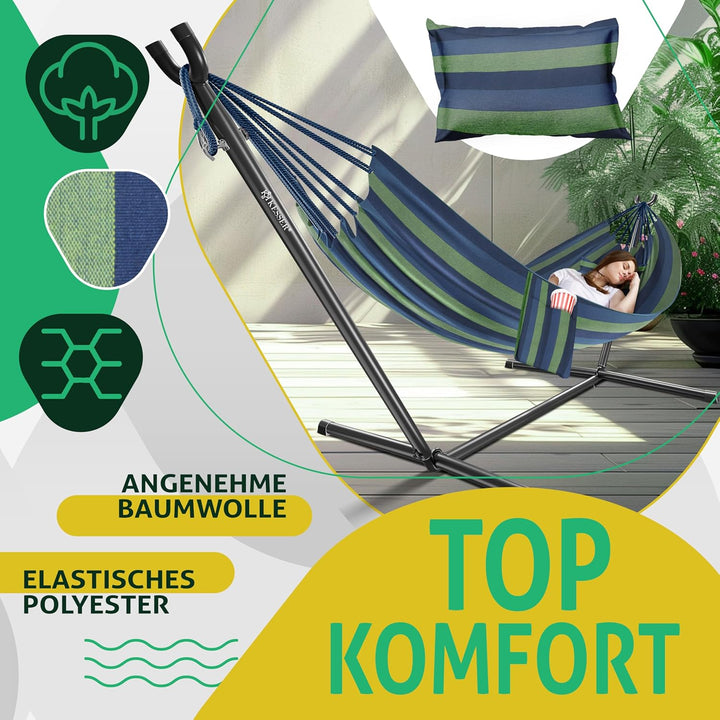 KESSER® Hängematte Lake mit Gestell, Doppel für 2 Personen, 200kg Belastbarkeit, Indoor & Outdoor, X