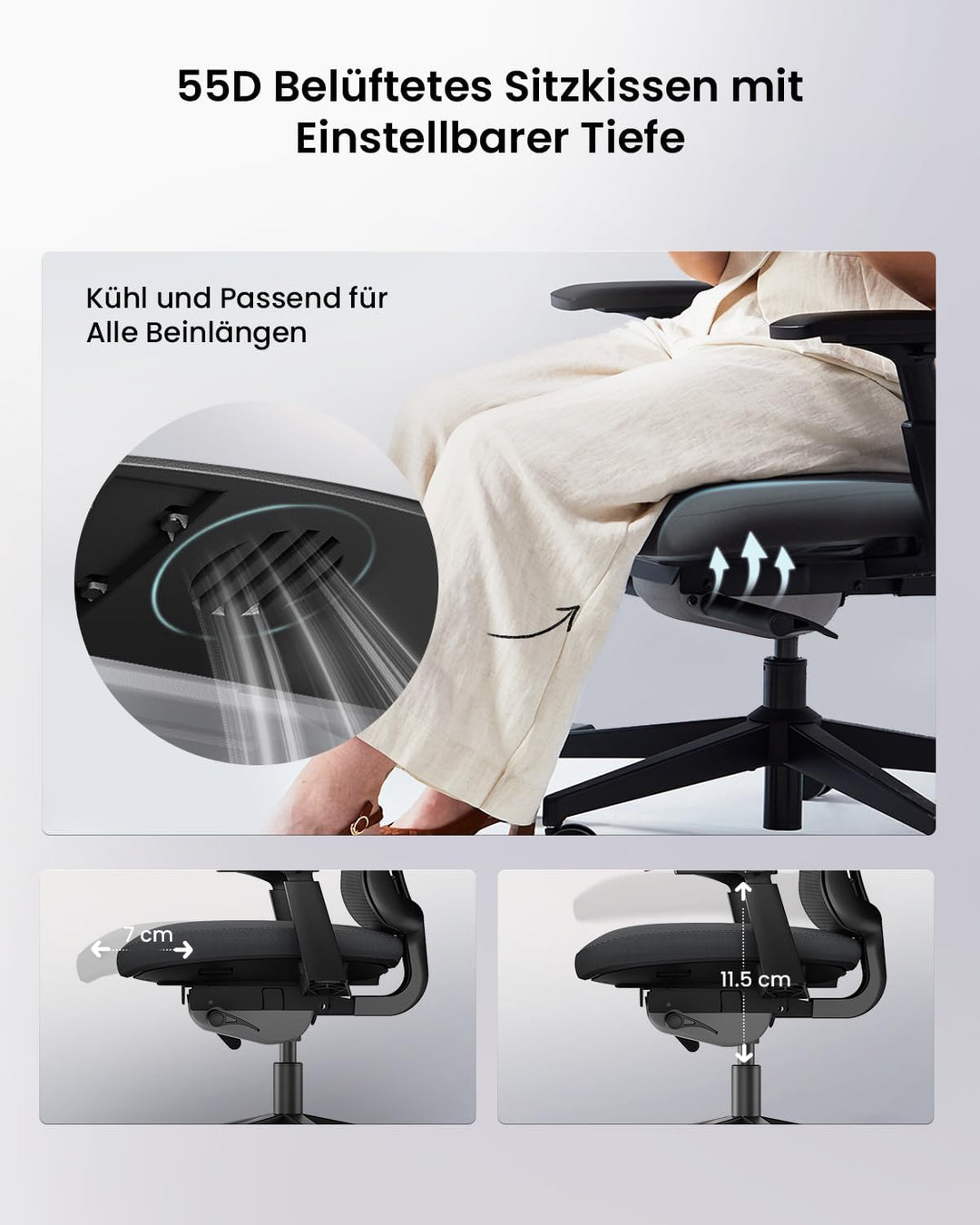 ProtoArc Ergonomischer Bürostuhl - Nylon Atmungsaktives Mesh Bürostuhl, Lendenwirbelstütze, Verstell