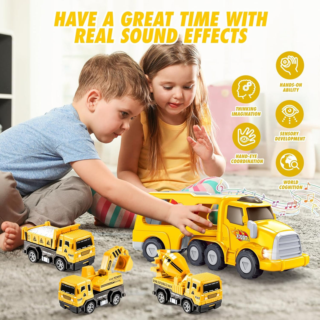 Kinderspielzeug ab 2 3 4 5 6 Jahre, LKW Spielzeug ab 2-6 Jahre Geschenk Junge 2-6 Jahre Baustellenfa