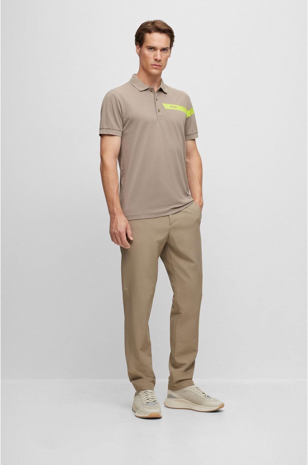 BOSS Herren Paule Slim-Fit Poloshirt mit Streifen und Logo S Hellgrün, S Hellgrün