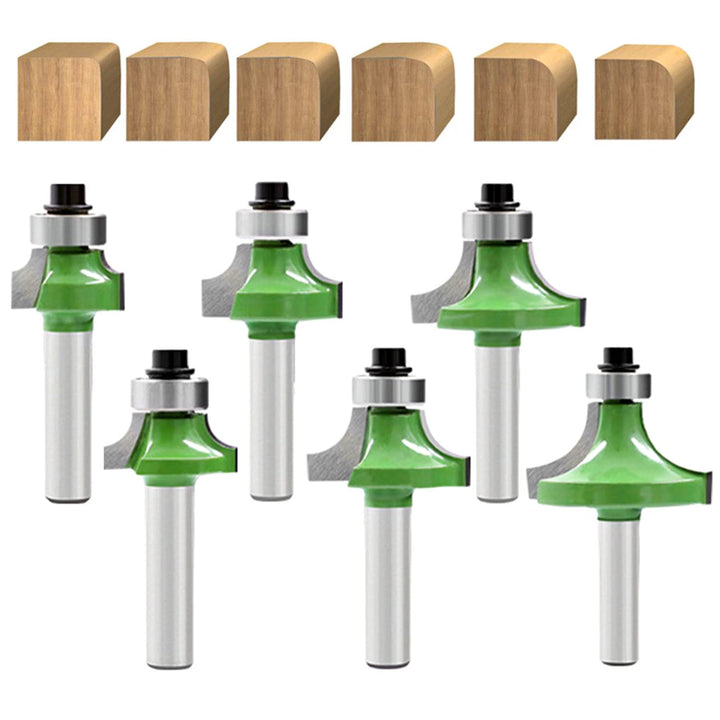 6 Stück Abrundfräser 8mm Schaft, Fräser für Oberfräse 8mm Schaft, Radiusfräser Set mit Kugellager, F