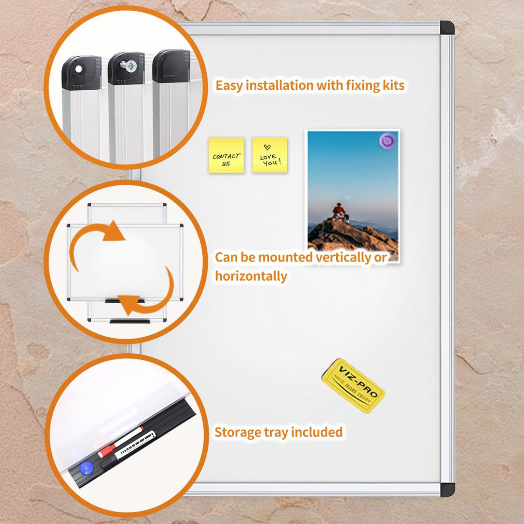 VIZ-PRO Whiteboard - mit Alurahmen, magnetisch - 2er Pack 90 x 60 cm, 2er Pack 90 x 60 cm