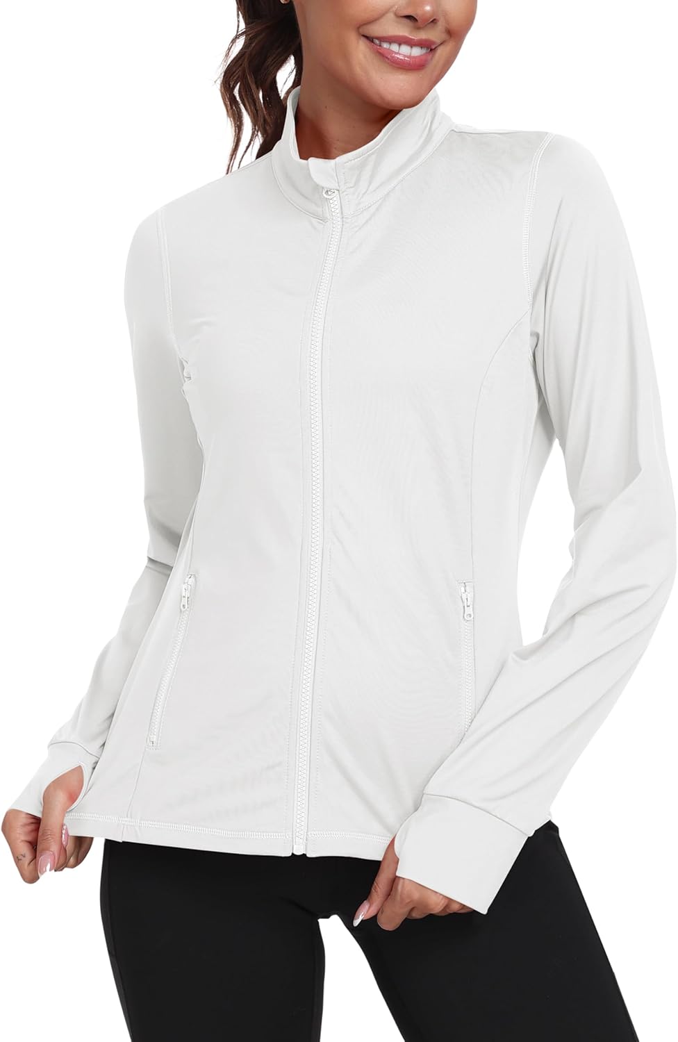 MoFiz Sportjacke Damen Leicht Trainingsjacke Mikrofleece Sweatjacke Wandershirt mit Reissverschluss