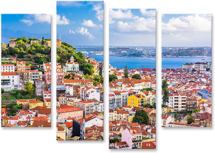 islandburner Bild auf Leinwand Lissabon Portugal Stadt Skyline Lisbon Sao Jorge Castle Bilder Wandbi