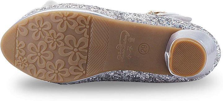 ANBIWANGLUO Prinzessin Schuhe Mädchen High Heels Sandalen Mädchen Pailletten Party Pumps Kinder, 25