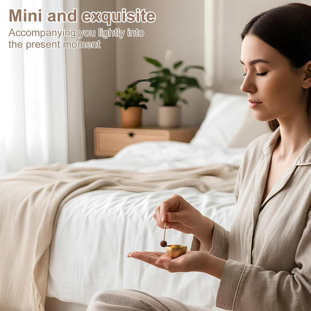 Tibetisches Klangschalen 3 Stück Mini Klangschale Set Tragbar Klangschalen-Set mit Schlägel und Kiss