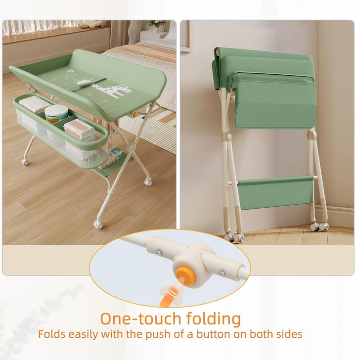 Kedia Baby Wickeltisch, Multifunktions-Wickelkommode, Babypflegetisch, Mobiler Wickeltisch mit Ablag